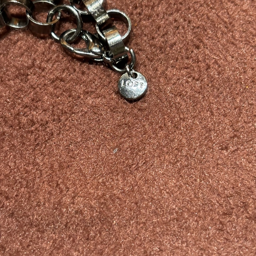 Ann Taylor Loft Stainless Steel 38.5" Circle Link Necklace Women's Black/Silver - Picture 8 of 11